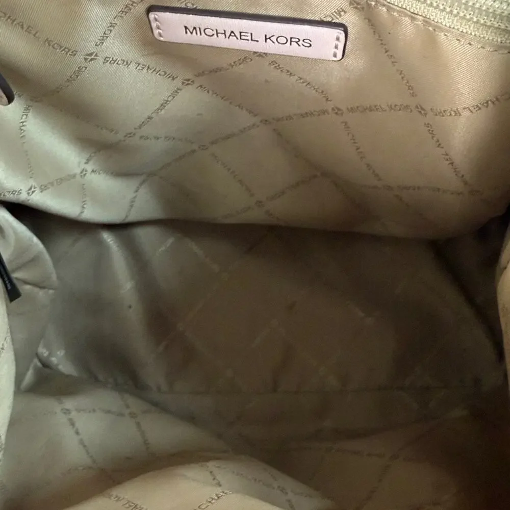 Michael Kors Pink and Cream Jet Set Large Logo Backpack